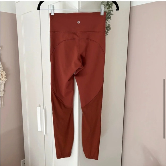 Lululemon Everlux Mesh High Rise Leggings 25" Tight Dark Terracotta Brown Size 4 - Picture 6 of 9